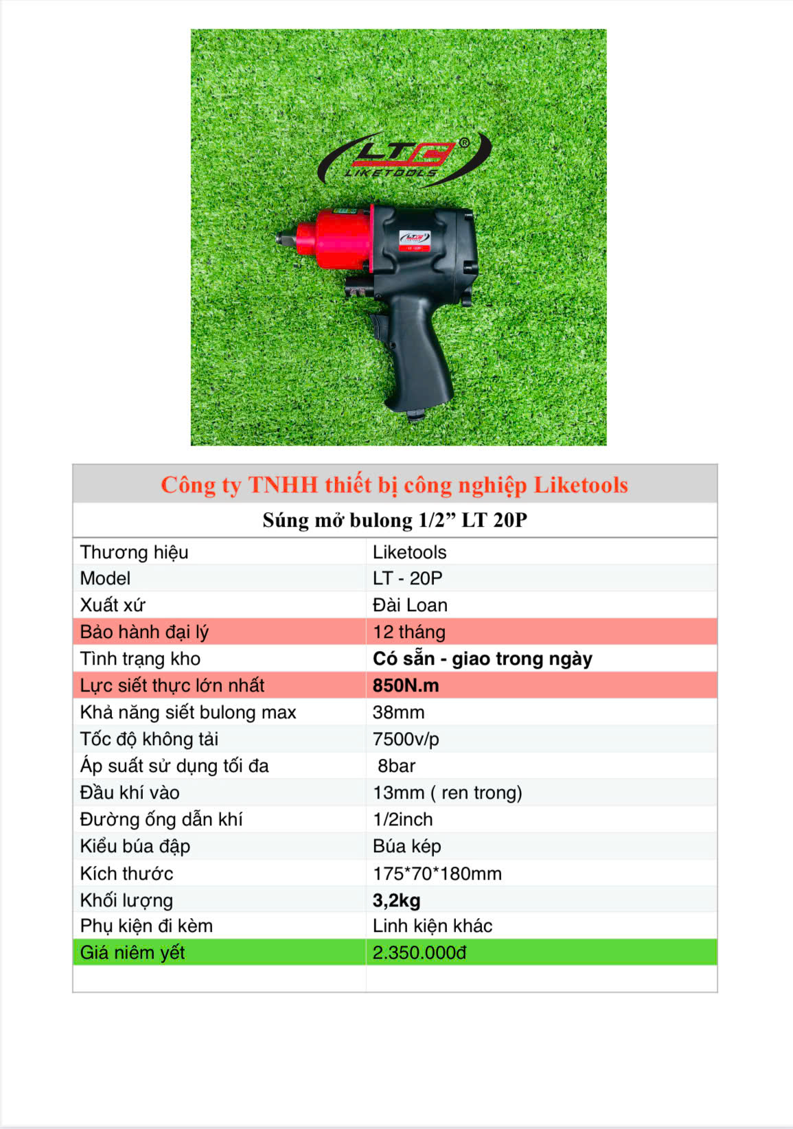 ts20 Súng bắn ốc khí nén Liketools